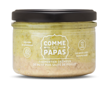 Parmentier crémeux de petit pois sauté de poulet