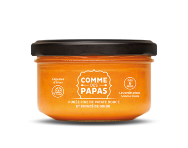 Petit pot bébé bio 8 mois Patate douce, carottes et émincé de dinde