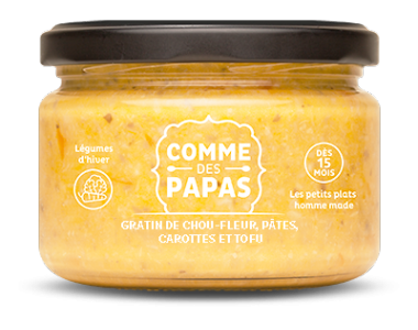 Petit pot bébé bio 12 mois Gratin de chou-fleur, pâtes, carottes et tofu
