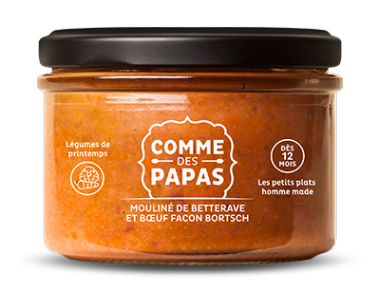 Petit pot bébé bio 12 mois Mouliné de betterave et bœuf facon Bortsch