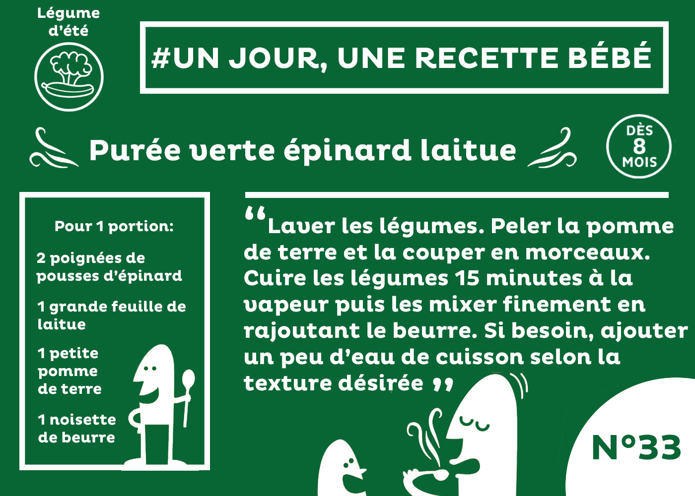 Recette Bebe Des 8 Mois Puree Verte D Epinard Et Laitue